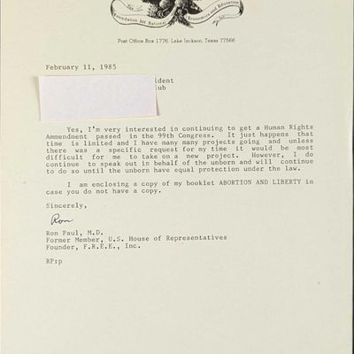 Signed Ron Paul Freedom Report Letter
