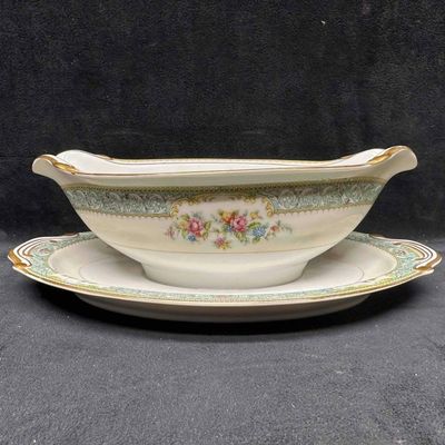 Monarch China Rosaline Gravy Boat Attached Underplate Occupied Japan