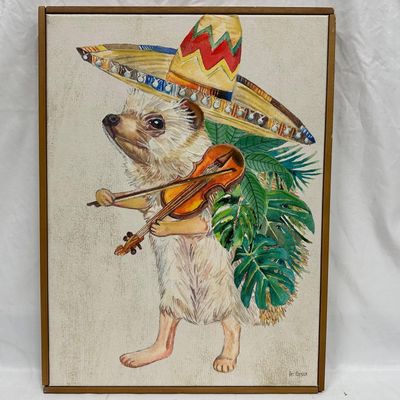 Art Cupola Mixed Media Canvas Print Mariachi Sombrero Style Hedgehog Playing Violin