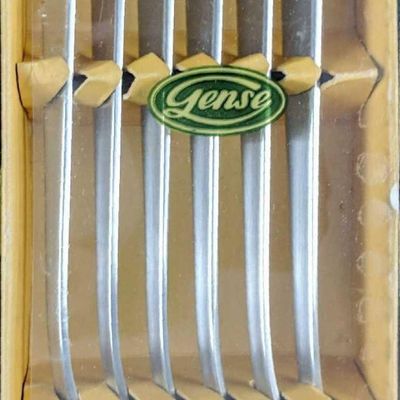 Six Vintage Gense Stainless Steel Cocktail Forks