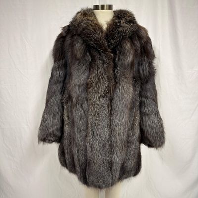 Fox Fur Coat Natural Dark Tone Mid Length Stroller Style FurJJ