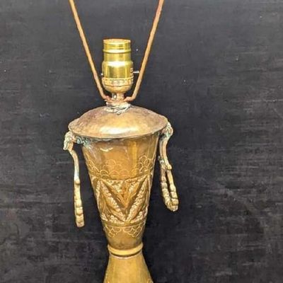 Sale Photo Thumbnail #1211: Vintage Converted Brass Vase Lamp