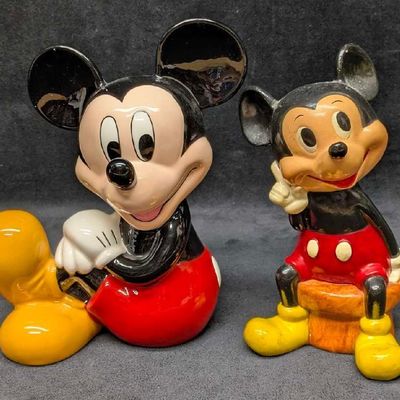 Sale Photo Thumbnail #1101: Vintage And Modern Ceramic Disney Mickey Mouse Piggy Banks