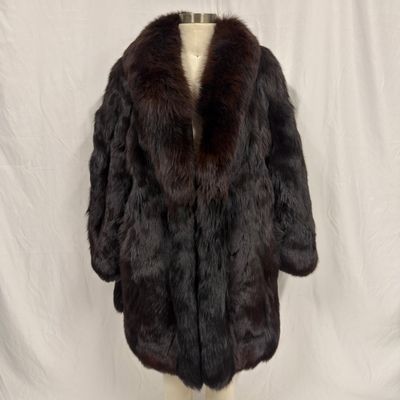 Dark Brown Fox Fur Trim Coat Monogram Interior FurAA