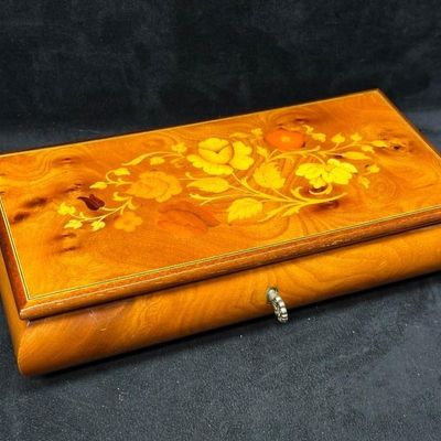 Vintage Wood Inlay Jewelry Music Box