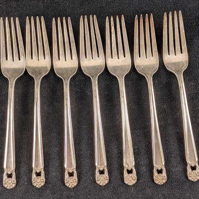 Seven Vintage Eternally Yours Silverplate Forks