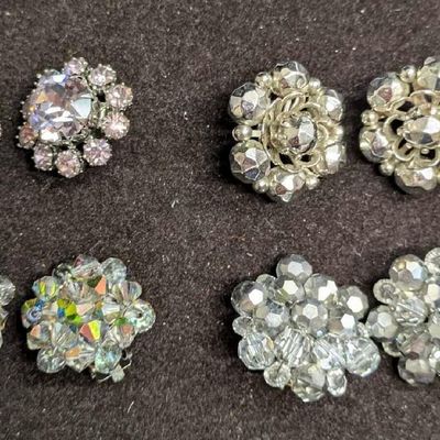 Vintage AB Crystal Rhinestone German Unsigned Brooch Pin Lot Of 4