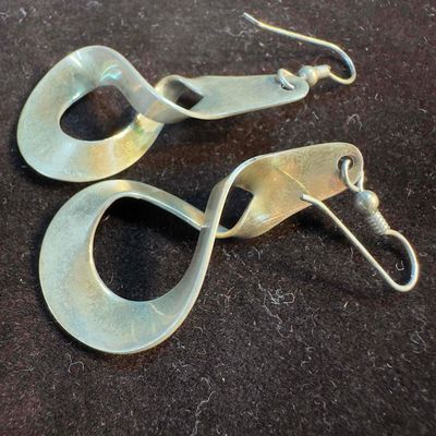 Vintage Twisted Drop Dangle Earrings Sterling Silver Modernist Design