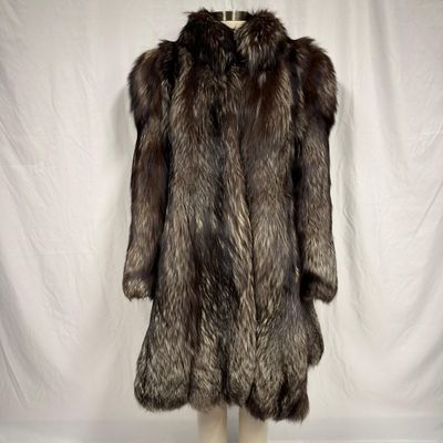 Fox Fur Coat Natural Dark Gray Hue FurJJ