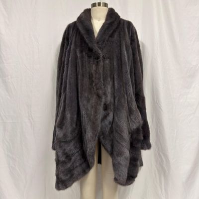 Gray Flared Silhouette Mink Fur Coat