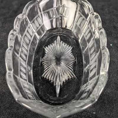 Vintage Etched Glass Celery Dish
