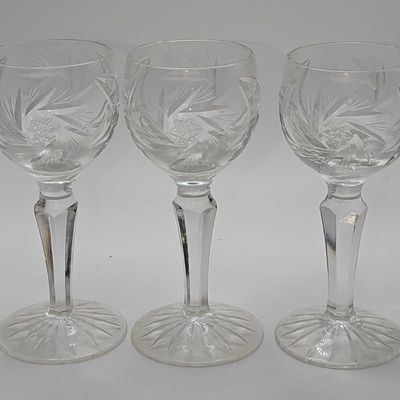 3 American Cut Juliette Pattern Cordial Glasses