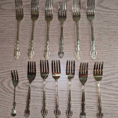 13 Vintage Gold Plated Seafood Forks