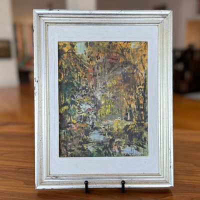 Sale Photo Thumbnail #25: IMPRESSIONISTIC AUTUMN FOREST LANDSCAPE PAINTING