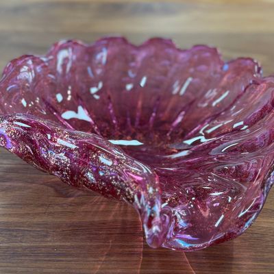 Sale Photo Thumbnail #61: LARGE CAST SEASHELL FUSED ART GLASS VESSEL