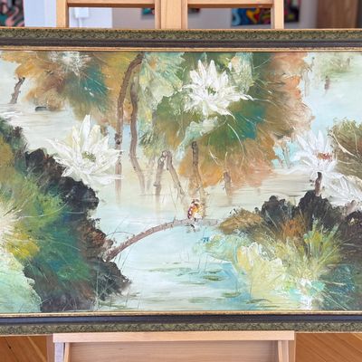Sale Photo Thumbnail #51: LARGE LANDSCAPE OIL PAINTING