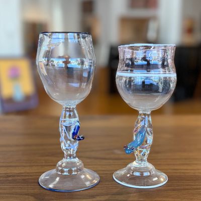 Sale Photo Thumbnail #72: PAIR OF MURANO FUSED WINE GLASSES