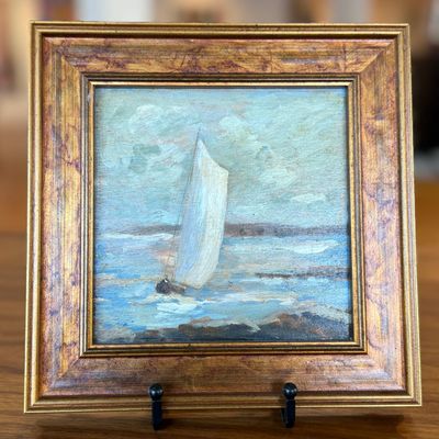 Sale Photo Thumbnail #2: BERNARD M. KREMITSKE, "SAILBOAT ON THE COAST OF BELLE ISLE"