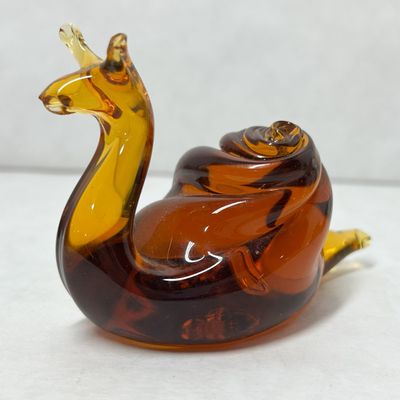 MCM AMBER ART GLASS SNAIL, MID-20TH CENTURY