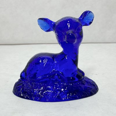 BOYD BINGO DEER COBALT BLUE GLASS, 1970S