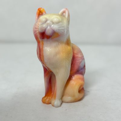 MARBLED SLAG GLASS MOSSER SITTING CAT