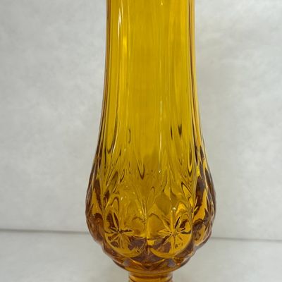 AMBER MOON AND STAR GLASS VASE