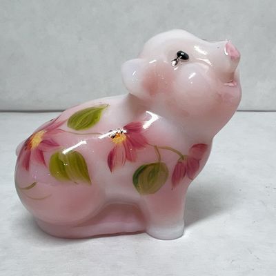 FENTON ROSALENE GLASS PIG FIGURINE