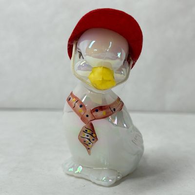 FENTON IRIDIZED OPAL GLASS DUCK 2006