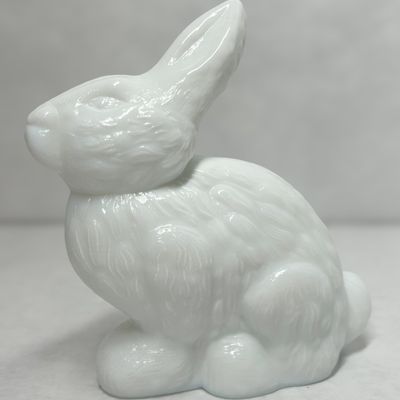 MOSSER MILK GLASS STANDING BUNNY, VINTAGE