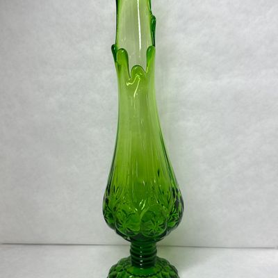 MOON AND STAR GREEN GLASS SWUNG VASE