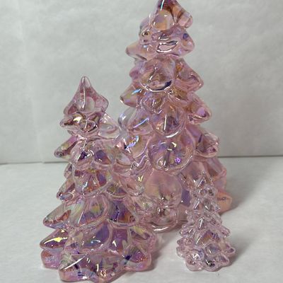 MOSSER TRIO IRIDESCENT PINK GLASS TREES