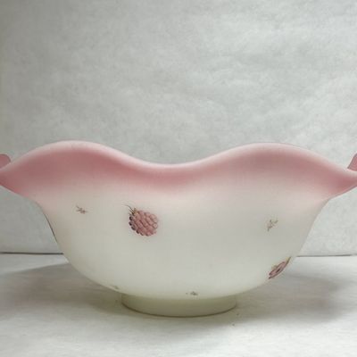 FENTON HAND-PAINTED PINK SATIN GLASS BOWL, 1970S