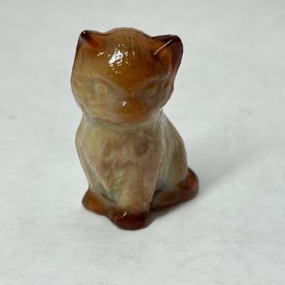 BOYD CARAMEL SLAG GLASS KITTEN, 1983-1988