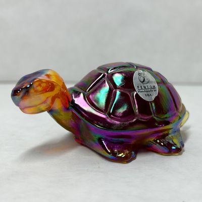 FENTON IRIDESCENT CARNIVAL GLASS TURTLE 1970S