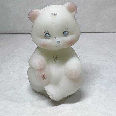 FENTON HAND PAINTED SATIN BEAR, 1970S