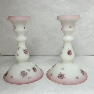 FENTON BLOSSOMS AND BERRIES CANDLESTICKS