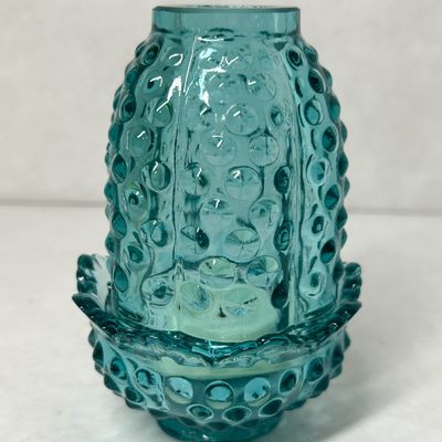 AQUAMARINE HOBNAIL URANIUM FAIRY LAMP