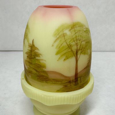 FENTON BURMESE GLASS FAIRY LAMP PIPER