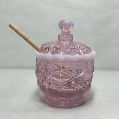 MOSSER EYE WINKER OPALESCENT GLASS HONEY POT