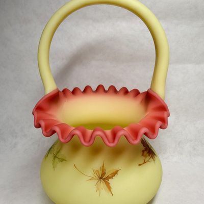 FENTON BURMESE SATIN GLASS BASKET