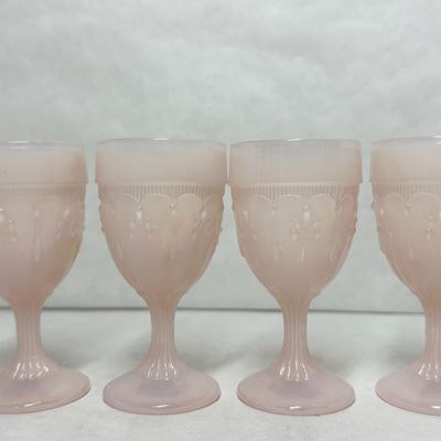 BOYD PINK OPAQUE GLASS GOBLETS, 20TH