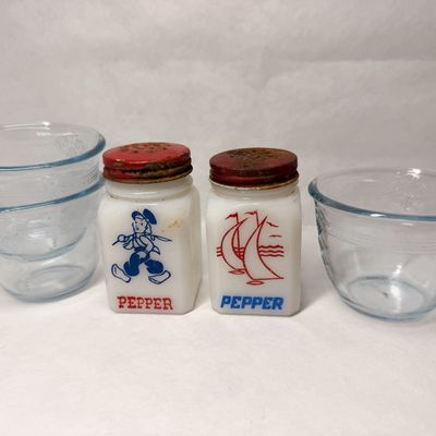 HAZEL-ATLAS BLUE AND MILK GLASS, C. 1940