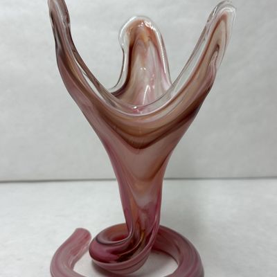 MCM SWIRLED ART GLASS TRUMPET VASE