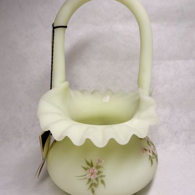 FENTON CUSTARD URANIUM GLASS BASKET