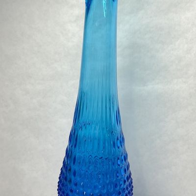 TURQUOISE HOBNAIL GLASS SWUNG VASE, 1960S