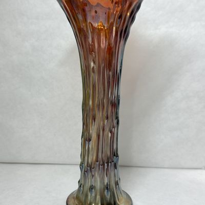 TREE TRUNK CARNIVAL GLASS VASE