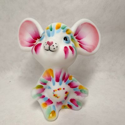 FENTON TIE DYE GLASS MOUSE, 2025 SPINDLER 113/131