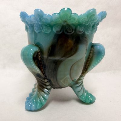 BOYD SLAG GLASS FOOTED TOOTHPICK HOLDER, 1950S