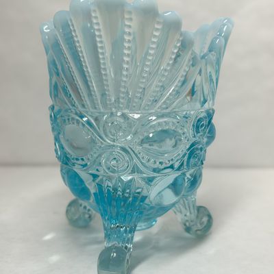 MOSSER BLUE OPALESCENT EYEWINKER SPOONER, 1990S