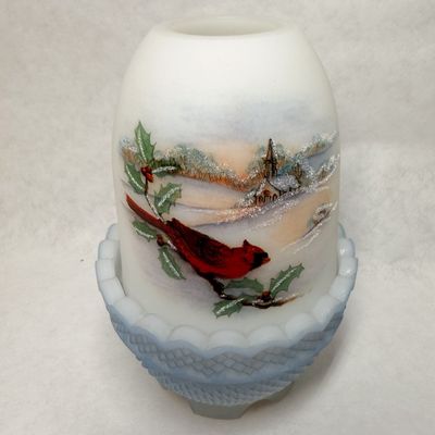 FENTON CARDINAL SATIN GLASS FAIRY LAMP